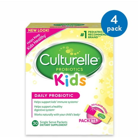 (4 Pack) Culturelle Probiotics Kids Daily Probiotic Dietary Supplement Packets - 30 (Probiotics Best Time To Take)