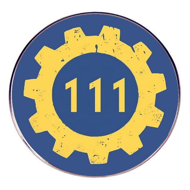 Brooch Vault 111, aleación retro en azul y amarillo