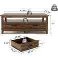 thumbnail image 4 of Yeshouse 48 Inch Coffee Table with 2 Drawer and Storage Shelf, Brown, 4 of 7