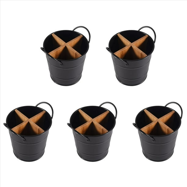 5X Organizador de Cubiertos de Cocina Soporte de Cuchillo Soporte de Almacenamiento Cuchara Separada Tenedor Palillos Utensilios de Cocina Cubo de Herramientas de Cocina Negro