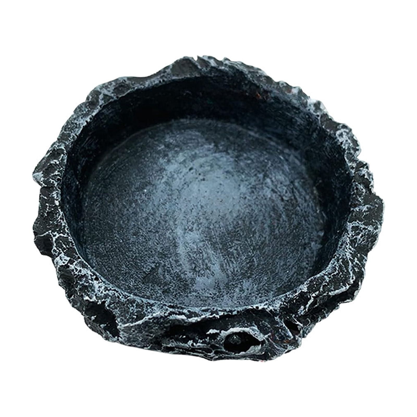 Kraoden Hermit Crab Water Bowl, Simulated Rock Feeding Dish for Reptile Enclosures, Double-Purpose Food and Water Bowl for Turtles, Lizards, and Other Small Pets