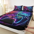thumbnail image 4 of Erosebridal Gradient Game Console Queen Sheet Sets for Boys, Gaming Gamer Bed Set, 1 Flat Sheet, 1 Fitted Sheet and 2 Pillowcases, 4 of 5