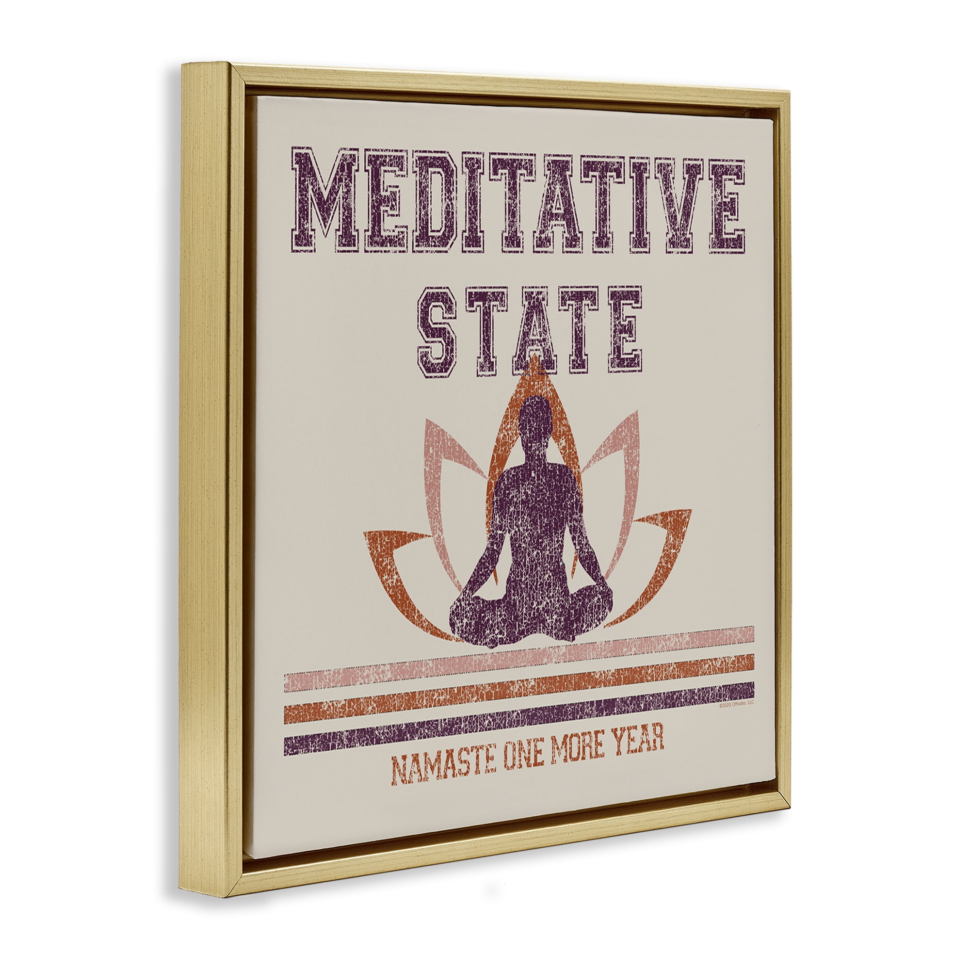 Stupell Industries Vintage Meditative State Text & Numbers Painting Gold Floater Framed Canvas Art Print Wall Art, 18 x 18