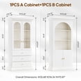 thumbnail image 3 of 71" Arched Kitchen Modern Pantry Storage Cabinet, Tall Display Cabinet for Dining Room or Living Room with 1 Glass Door and 1 Open Shelf Cabinet with Drawers, White with Gold Handles, 2 of Set, 3 of 10