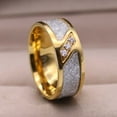 thumbnail image 7 of Matching Rings Yellow Gold Plated Couple Rings CZ Wedding Ring Sets for Him and Her, 7 of 7
