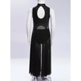 thumbnail image 5 of YiZYiF Girls Lyrical Dance Costume Keyhole Back Sleeveless Rhinestones Split Dress Dancewear Black 6, 5 of 7