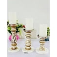 thumbnail image 5 of Farmhouse Wooden Candle Holders for Pillar Candles Set of 3, Rusitc Wood Candle Holder Table Centerpiece Decor, 9'' 7'' 5'' Vintage Tall Candle Stand Decorative, Brown, 5 of 5