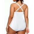 thumbnail image 3 of GHSDFBB Women Plus Size One Piece Swimsuits V Neck Tummy Control Bathing Suits Retro Ruched Swimwear, 3 of 7