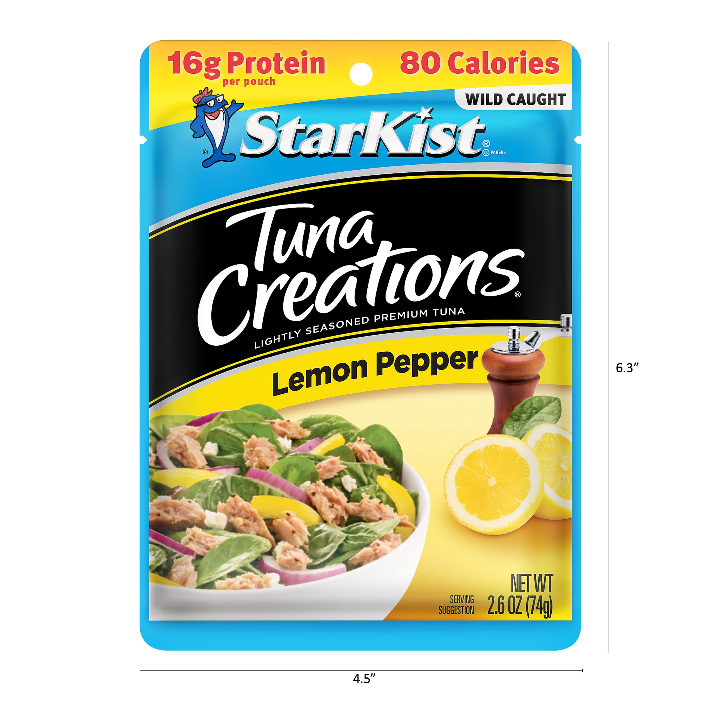 StarKist Tuna Creations, Lemon Pepper, Wild Caught, 16g Protein, 2.6 oz Pouch