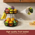 thumbnail image 2 of 2 Tier Fruit Basket for Kitchen Counter with 2 Banana Hangers, Metal Stackable Fruit Bowl for Kitchen Counter for Bread Vegetable Fruits, Black, 2 of 7