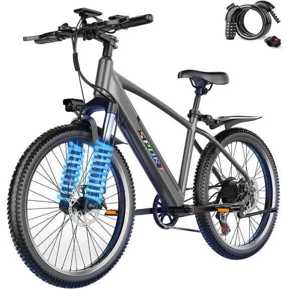 Pikabike E-Mountain Bike, 26" 750W Continuous Electric Bike for Adults, 48V 12Ah Removable Battery, UL 2849 Certified, 20MPH, 65 Miles Range, Off-Road Use