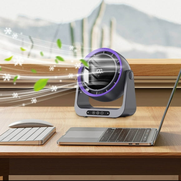 Zenithome Bladeless Desktop Fan, 5 - Speed, 180X3.6X8in, for Home Dorm Office, USB - Charged, LED Timer Light