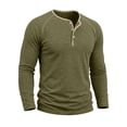 thumbnail image 6 of GEWSEY Men's Henry Long Sleeved T-Shirt Cotton Casual Button Lightweight Pullover Shirt Soft Stretch Tees Tops (Army Green, L), 6 of 6