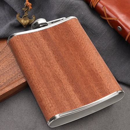 HEATSHAKING PU Leather Flask Silver for Men Hunting 1Set