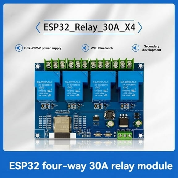 4 Channel Relay Module 30A DC7-28/5V WIFI Bluetooth Relay Module ESP32-WROOM Development Board
