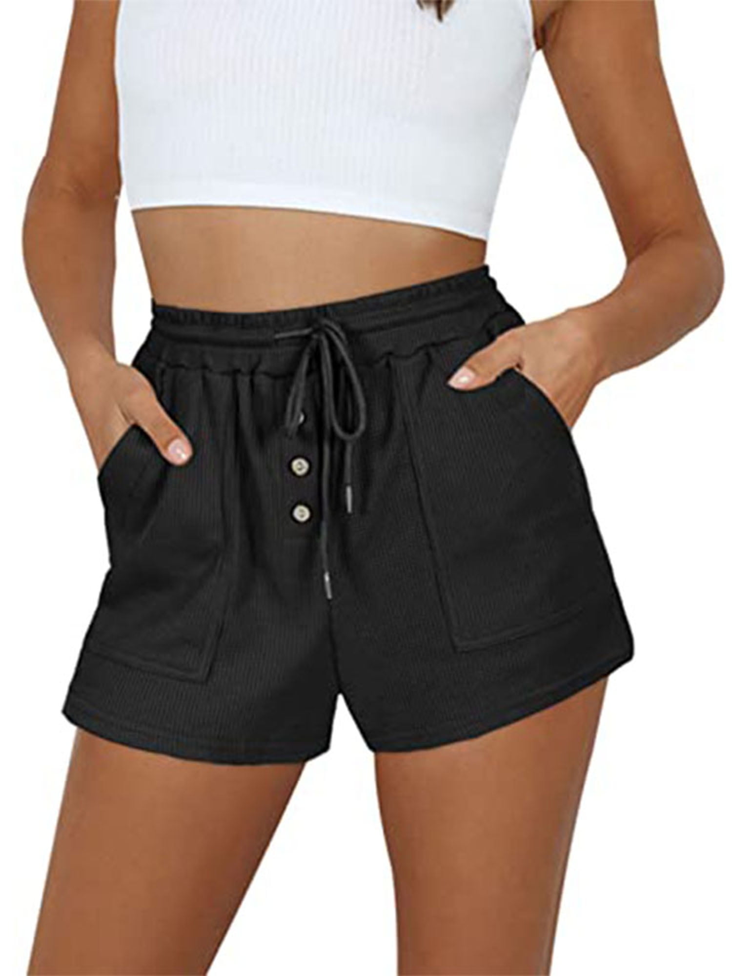 Womens Teen Casual Loose Comfy Drawstring Shorts Lightweight Elastic Waist Pocketed Short Pants - Walmart.com