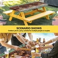 thumbnail image 6 of Spring Botanical Table Cloths for 5 Foot Rectangle Tables, Farmhouse Black Plaid Brown Wooden Grain Patio Waterproof Elastic Fitted Tablecloths, Washable Rectangular Table Cover for Camping, 6 of 8