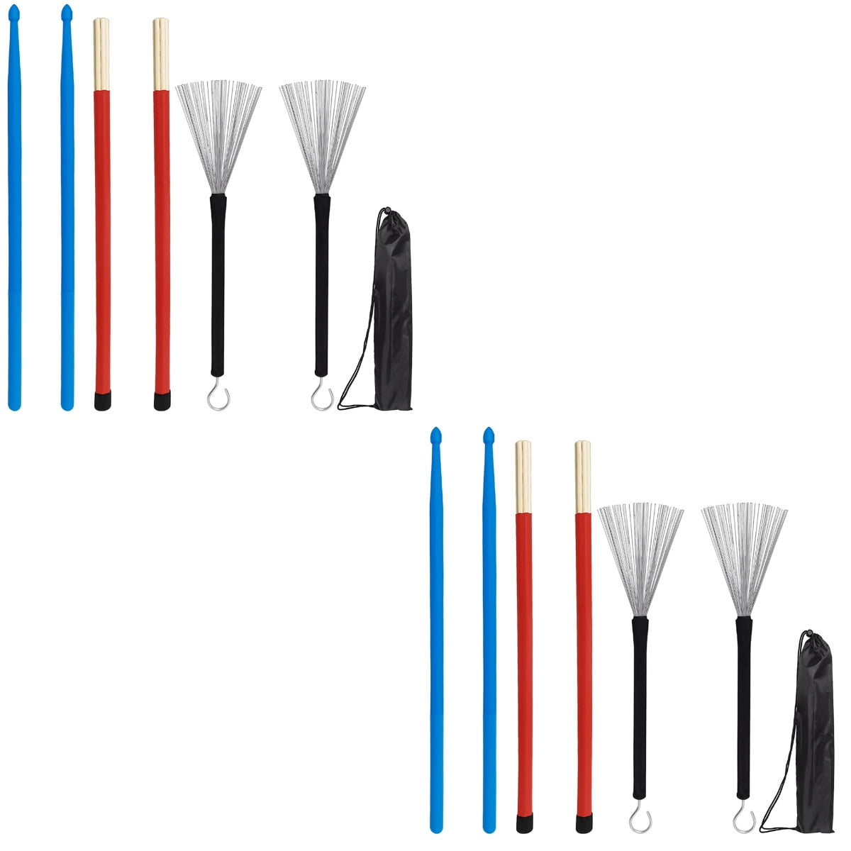 HOMEMAXS 2 Sets of Drumstick And Drum Wire Set Percussion Instrument Mallet And Drum Brush With Bag