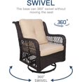 thumbnail image 3 of 3-Piece Patio Rocking Chairs Wicker Bistro Set Cushioned  Outdoor Glider Swivel Chair Rattan  Sets with Thickened Cushion and Glass-Top Coffee Table (Orange Cushion), 3 of 7