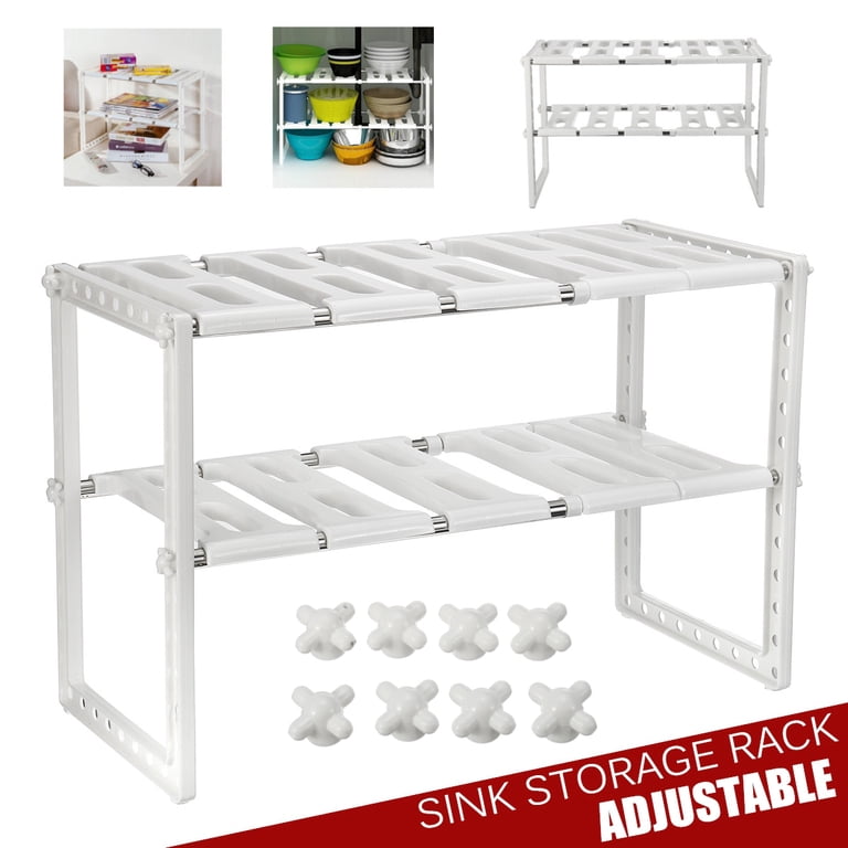 Kitchen Rink Shelf Under Bathroom Sink Shelf Adhino Expandable Under Sink Rack, 2 Tier ...