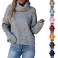 thumbnail image 1 of Wiyuqeen Womens Turtleneck Sweaters Long Sleeve Drop Shoulder Crop Pullover Solid Loose Fit Knit Sweaters Fall Sweaters for Ladies, 1 of 7
