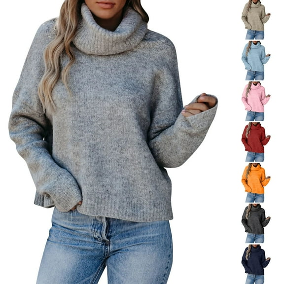 Drindf Womens Fleece Turtleneck Sweaters Thermal Casual Long Sleeve Pullover Tops Cozy Drop Shoulder Shirts Fall Ribbed Knit Sweater Loose Slouchy Jumpers