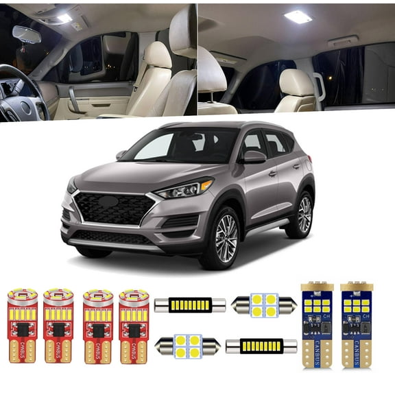 11 Piece Car Interior LED Lights Kit for Hyundai Tucson 2016-2020 Interior Map Dome Light License Plate Light   Install Tool