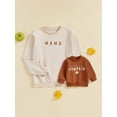 thumbnail image 4 of Mommy and Me Matching Outfits Letter Print Round Neck Pullover Long Sleeve Sweatshirts Tops, 4 of 10