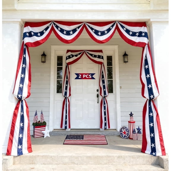 FENLEI 2 Pack 20Ft 4th of July Patriotic Bunting Banner, American Flag Outdoor & Door Decor, 250th Independence Day Decoration