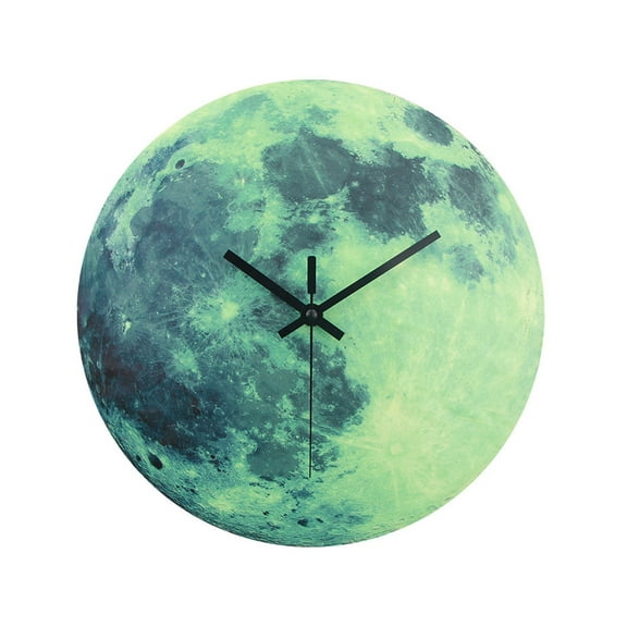 Matoen Silent Wall Clocks Battery Operated Luminous Clocks 12" Round Moon Surface Quartz Clocks for Living Room Bedroom Home Decorative Modern Clock, Glowing in The Dark