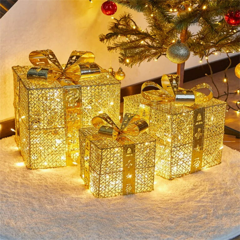 Qilery 8'' 6 4 Set of 6 Christmas Lighted Gift Boxes, 60 LED Christmas  Box Decorations, Battery Operated Presents Boxes with Ribbon Bows,  Christmas Decorations for Xmas Tree Home Holiday Decor for