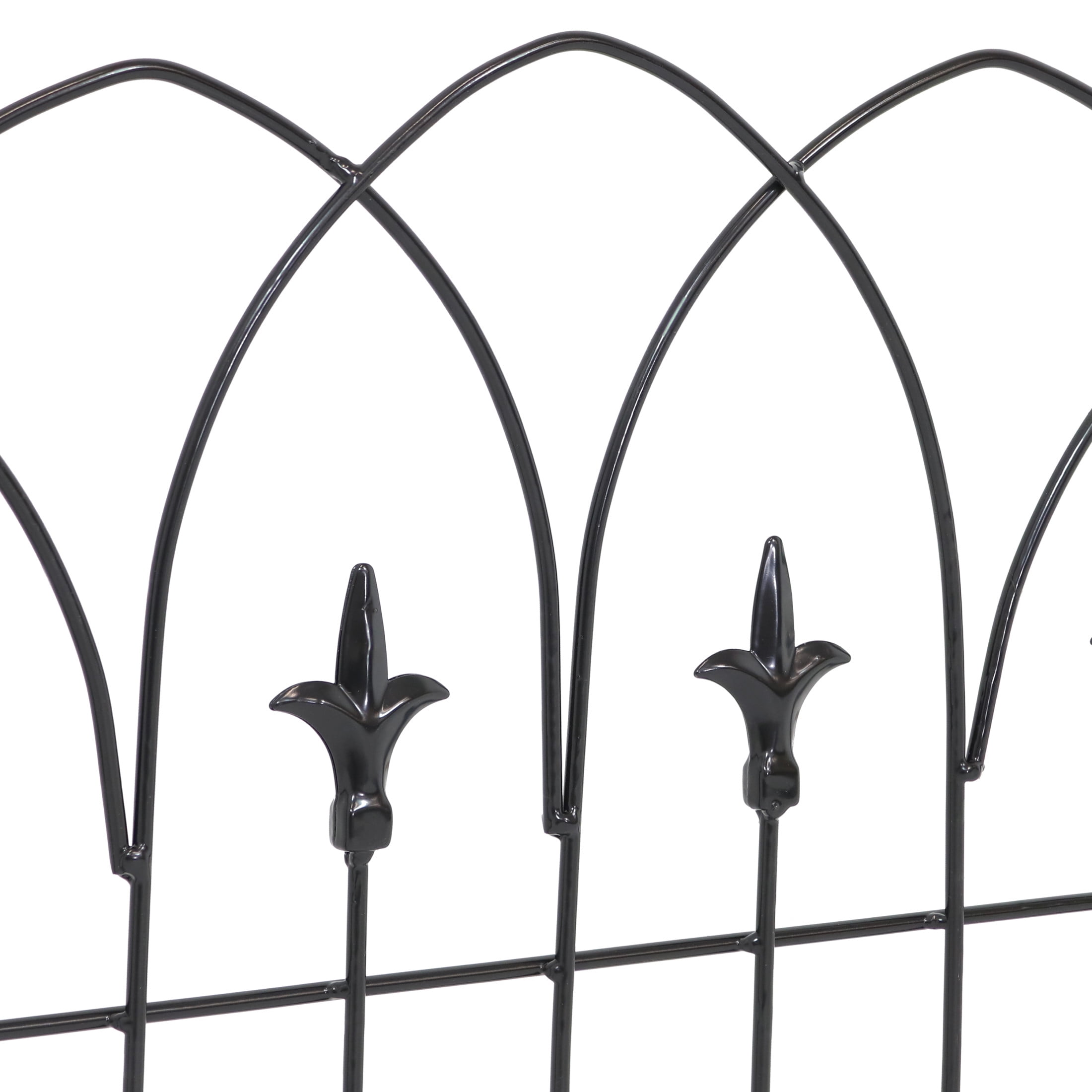 Sunnydaze Bayonne 19" x 19" Black Steel Decorative Garden Fence Panels (5 Count)