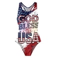 thumbnail image 4 of Confree Toddler Girls Summer Swimsuit 4Th Of July Patriotic Printing Bathing Suits Beach Soft Casual For Girls Swimwear Size 9-10 Years Red, 4 of 5