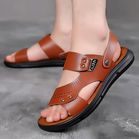 

Cathalem Men Sport Sandals Summer Beach Slipper Slides Shoes Outdoor Hiking Thong Flip Flops Mens Slip on Sandals 13 Brown 7.5