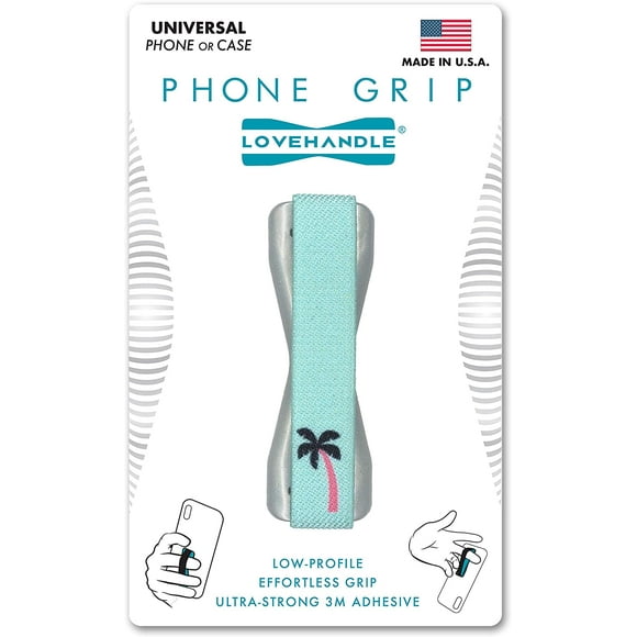 IBAOLEA Phone Grip for Most Smartphones and Mini Tablets, Palm Tree Design Colored Elastic Strap with Silver Base, LH-01PalmTree - -