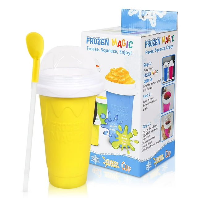 Vaso para hacer granizados VOIEOV Frozen Magic, 300 ml, color amarillo