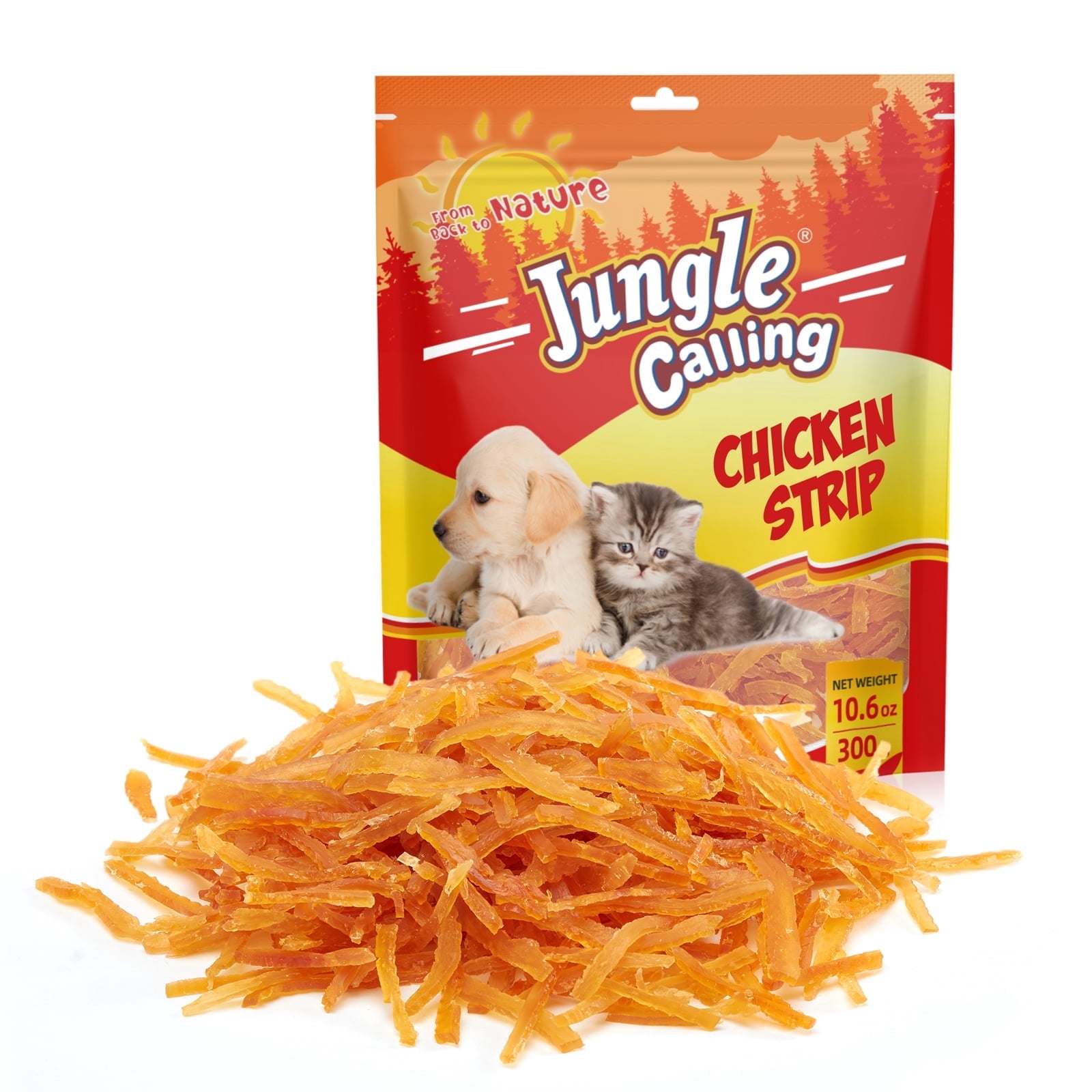 (5 pack) Jungle Calling Soft Training Treats for Dog&Cats, Mini Chicken Strips Training Snacks,Grain Free