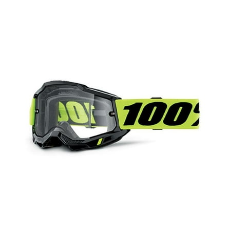 100% MASCHERA ACCURI 2 ENDURO NEON YELLOW - LENTE DOPPIA TRASPARENTE