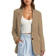 thumbnail image 2 of Long Single-Button Blazer, Casual Office Jacket, Minimalist Coat Khaki Xxl , Coat, 2 of 4