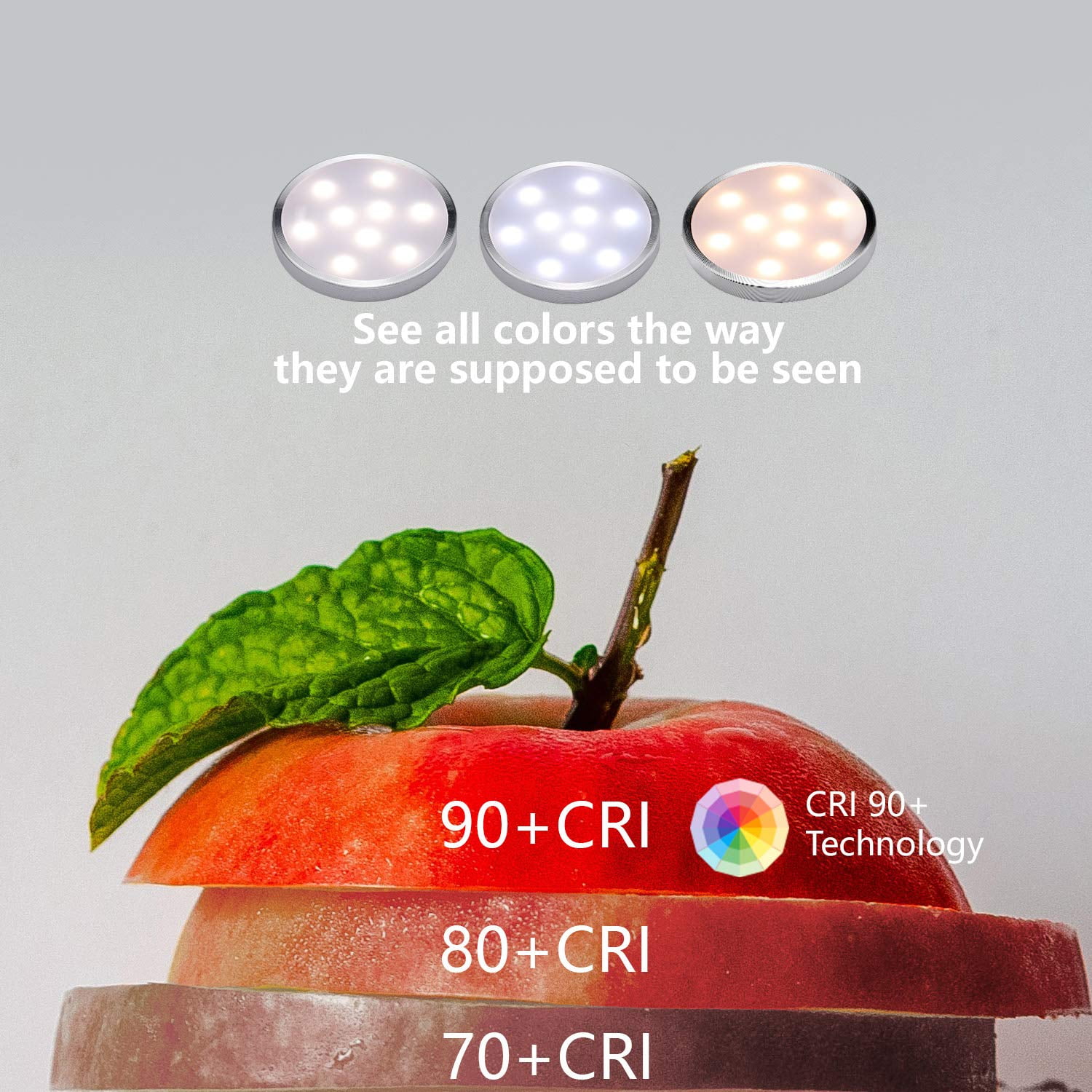 LED Under Cabinet Puck Light 6 Pack,Under Counter Lights With Wireless Timer Remote Dimmable(Warm White)