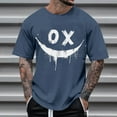 thumbnail image 2 of Dagegui Mens Crew Neck Short Sleeve Tops Smile Face Graphic T-Shirt Plus Size Casual Loose Fit Tee Trendy Streetwear Hiphop T Shirts Navy S, 2 of 4