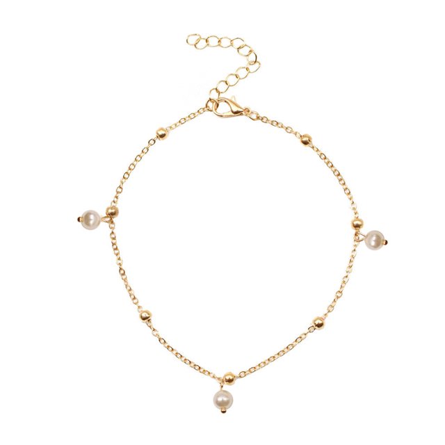 Sonducket Tobillera para niñas, cadena de pie de estilo Simple, adornos de tobillo encantadores, accesorio de moda creativo, cadenas de pies para Ropa, zapatos y accesorios Miscelánea Perla dorada Sonducket AP009273-03