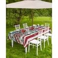 thumbnail image 4 of Fsddascl 4th of July Outdoor Tablecloth - 52x70 Inch Rectangle Dining Table Cover, Red Striped Independence Day Star Botanical Waterproof Outdoor Table Cloth with Umbrella Hole & Zipper for Patio, 4 of 7