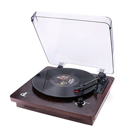 vinyl record player, vintage phonograph turntable with built-in stereo speakers support pc recording,rca output,wood
