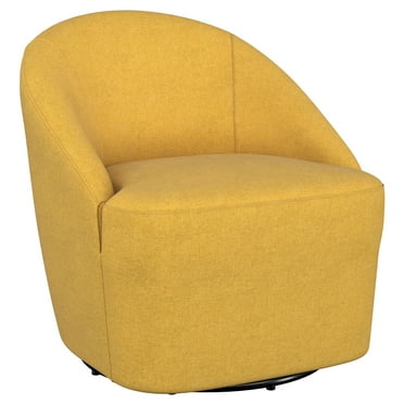 Coaster Leon Fabric Upholstered Barrel Accent Swivel Chair Mustard Yellow