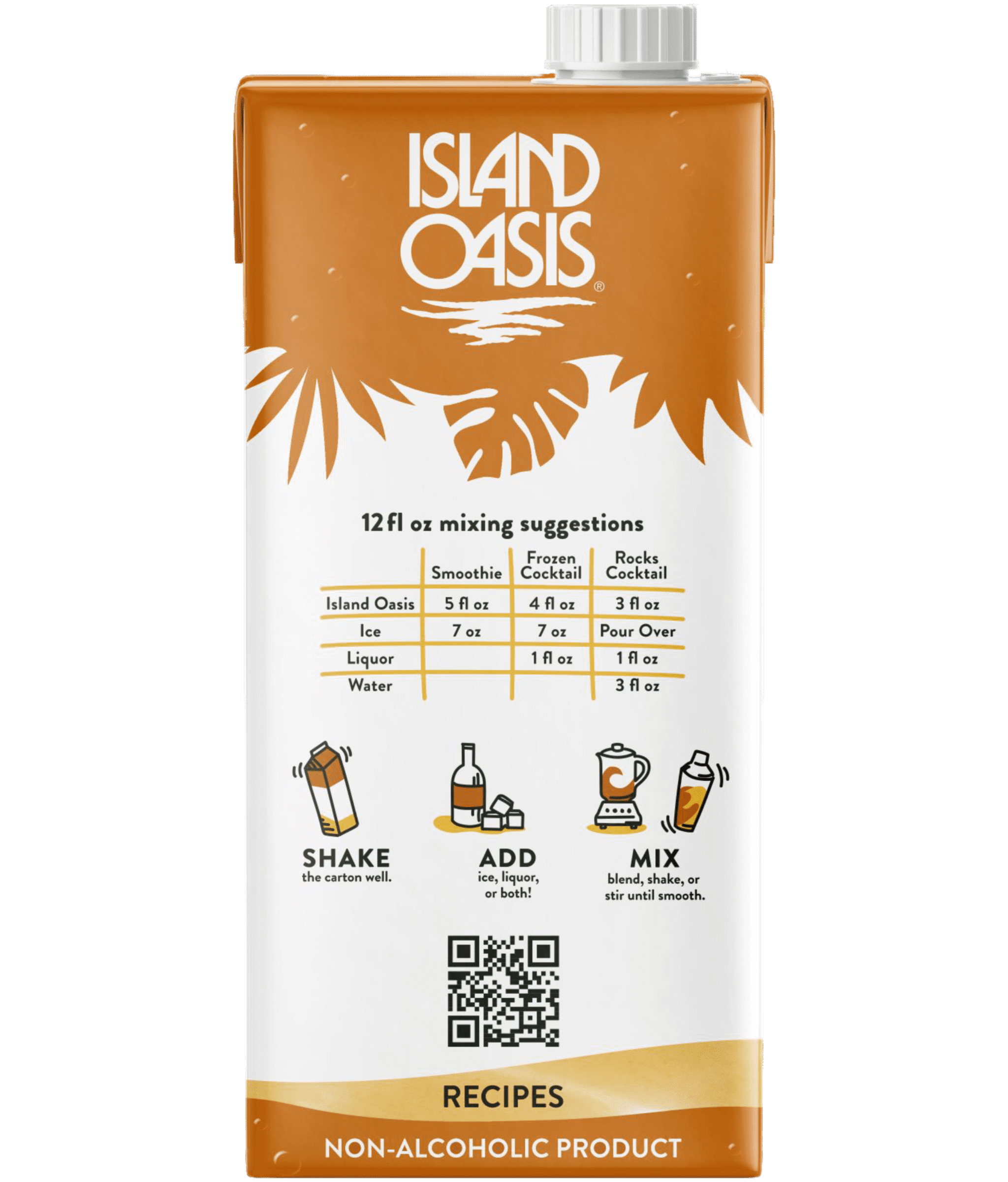 Island Oasis Mango Fruit Puree Beverage Mix, 1 Liter Carton (pack of 2) with By The Cup Coasters