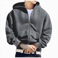 thumbnail image 4 of TOWED22 Mens Zip Up Hoodie Fleece Zipper Hooded Jacket Sweatshirt Lightweight with Pockets Long Sleeve Solid Color Drawstring Hoodies,Dark Gray,M, 4 of 9