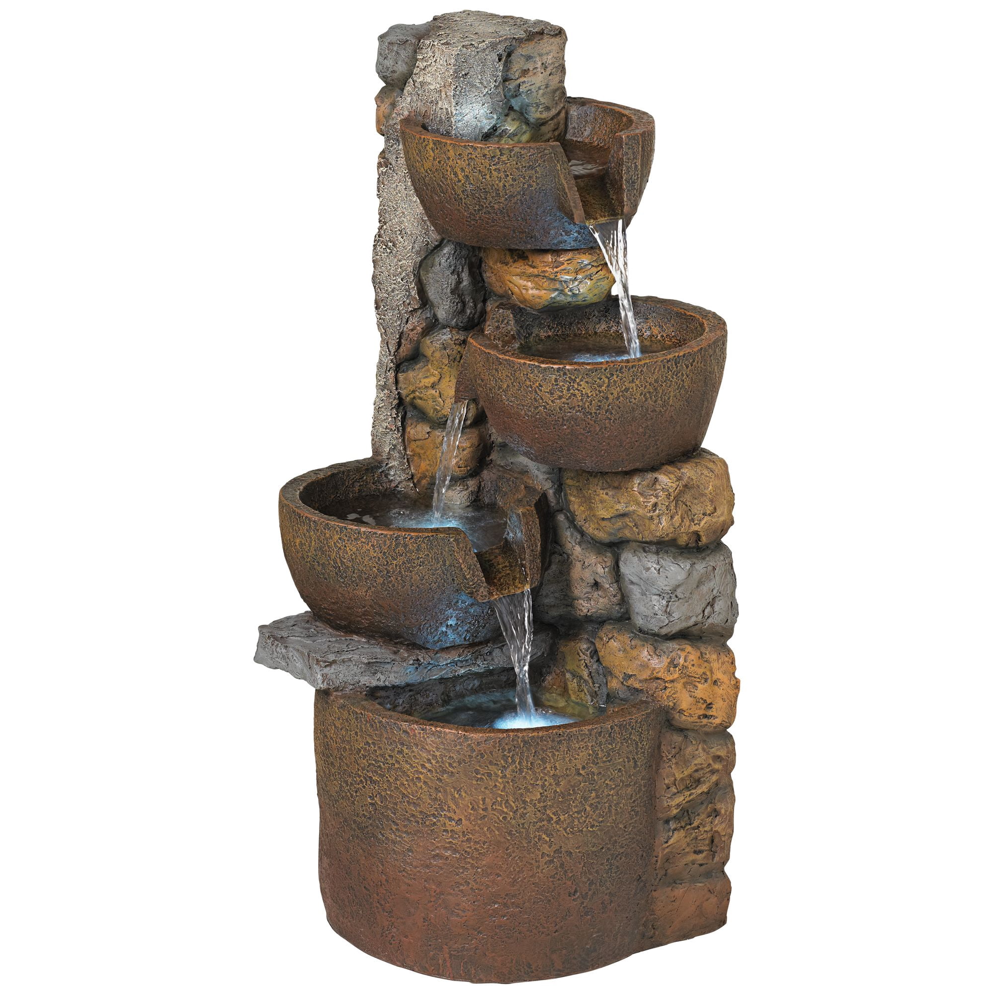 Ashmill Urn 29" High Large Rustic Indoor Outdoor Decor Faux Stone Floor Fountain with Light LED Outside Garden