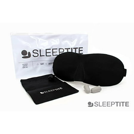 Sleeptite 3D Luxury Eye Mask Kit - Total Blackout - Contoured and Comfortable Sleep Mask - Breathable - Lightweight - Soft - Satin - Light Blocking Face