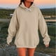 thumbnail image 2 of Tops sin mangas,Sudadera informal con capucha para mujer, color liso, cuello redondo, manga larga, corte holgado, mezcla de poliéster, ropa de calle cómoda para uso diario, sopatenor, 2 of 9
